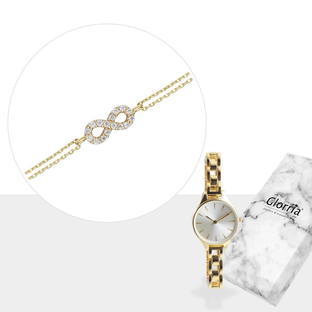 Glorria 14k Solid Gold Infinity Bracelet - GIFT SET