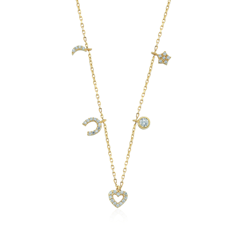 Glorria 14k Solid Gold Lucky Necklace