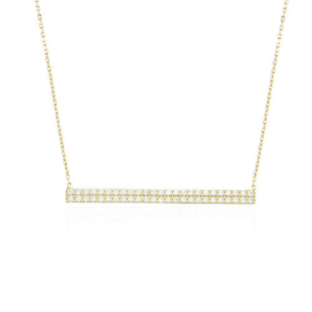 Glorria 14k Solid Gold Pave Necklace