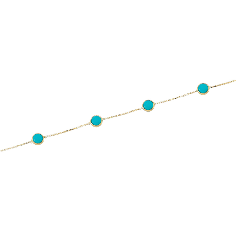 Glorria 14k Solid Gold Turquoise Bracelet