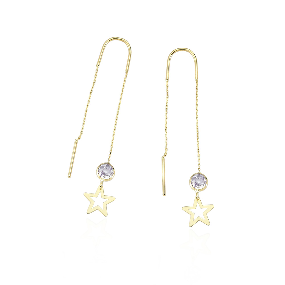 Glorria 14k Solid Gold Star Earring