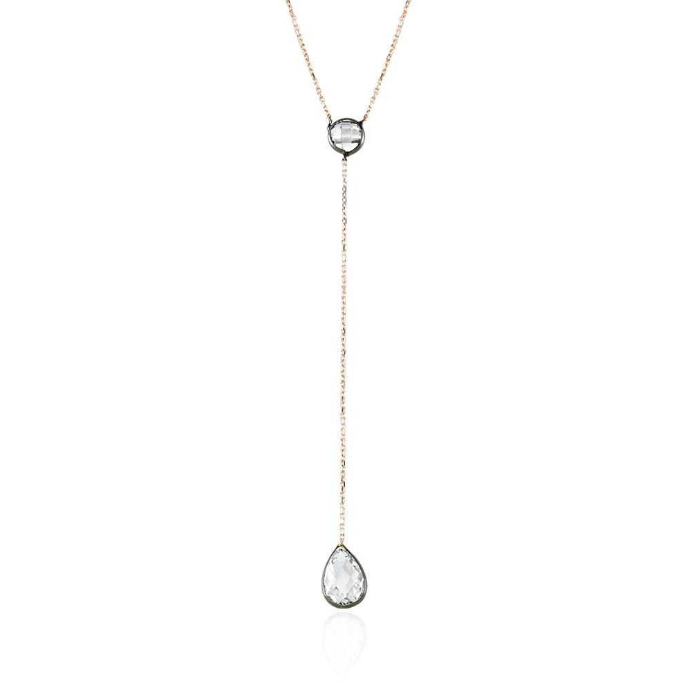 Glorria 14k Solid Gold Shake Drop Necklace