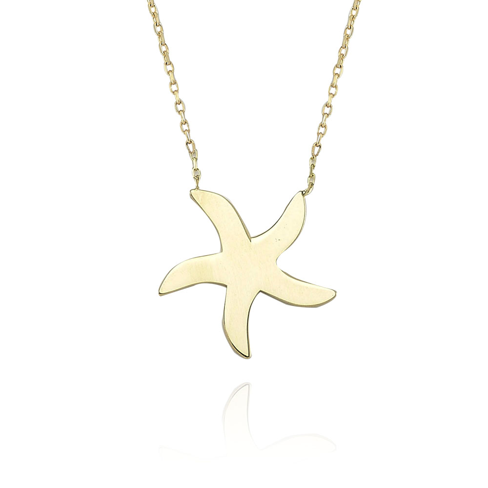 Glorria 14k Solid Gold Starfish Necklace