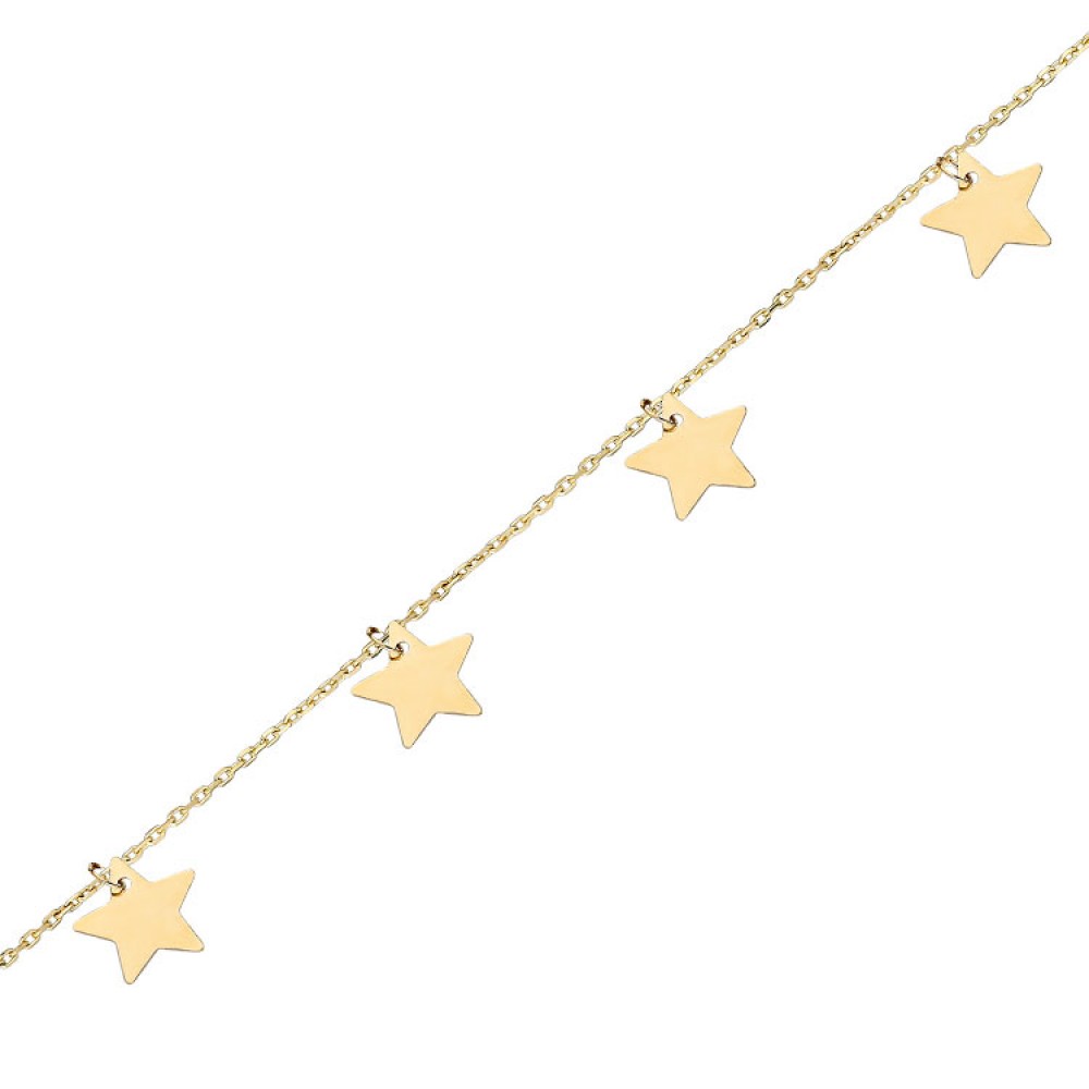 Glorria 14k Solid Gold Star Bracelet