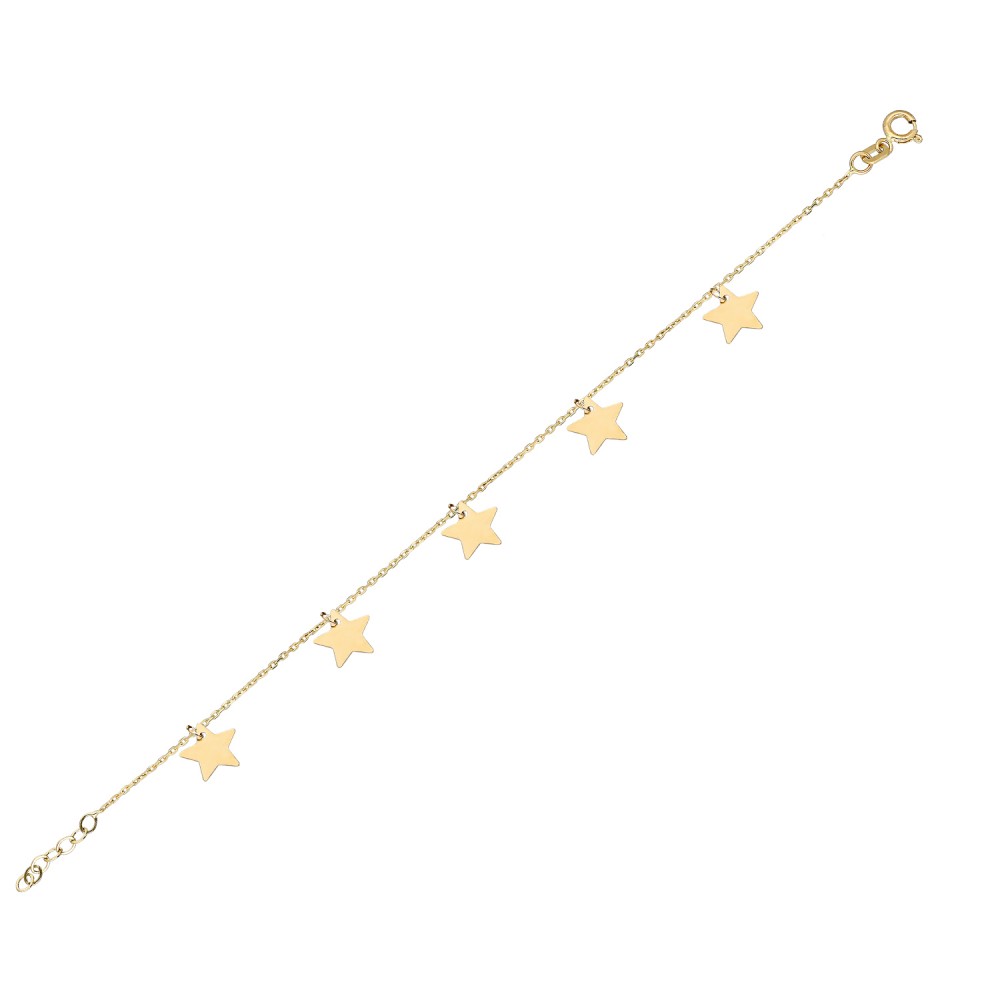 Glorria 14k Solid Gold Star Bracelet