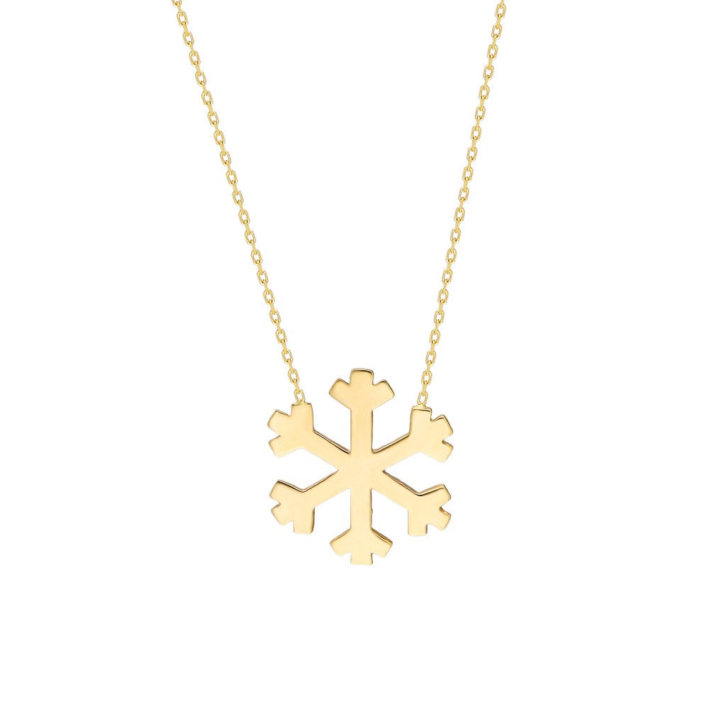 Glorria 14k Solid Gold Snowflake Necklace