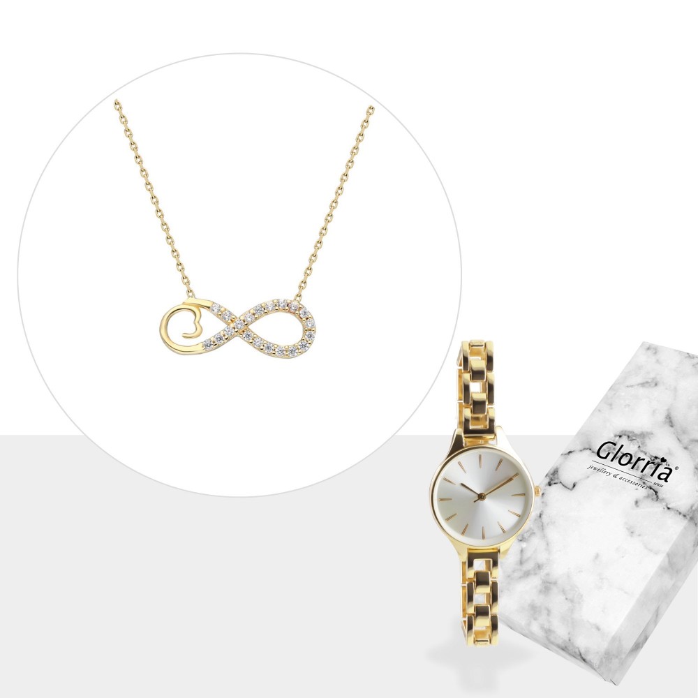 Glorria 14k Solid Gold Infinity Necklace - GIFT SET