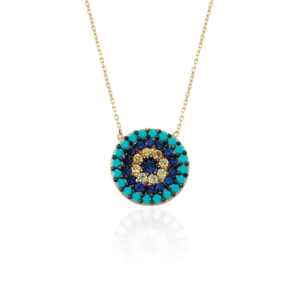 Glorria 14k Solid Gold Evil Eye Necklace