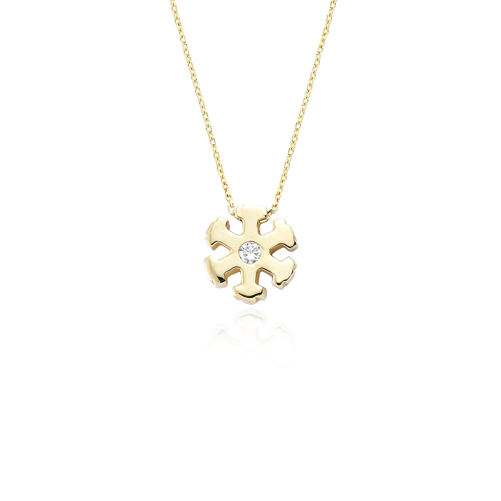 Glorria 14k Solid Gold Snowflake Necklace