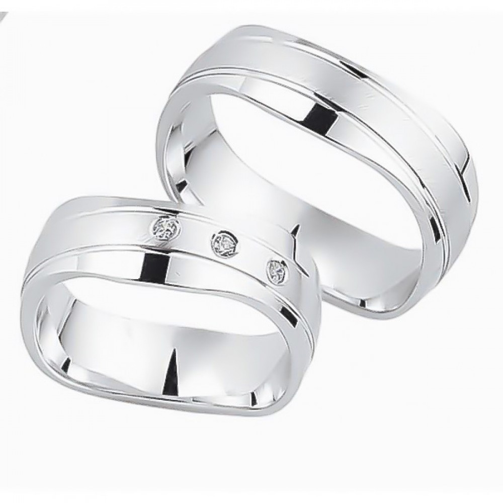 Glorria 925k Sterling Silver 7,5 mm Double Wedding Ring