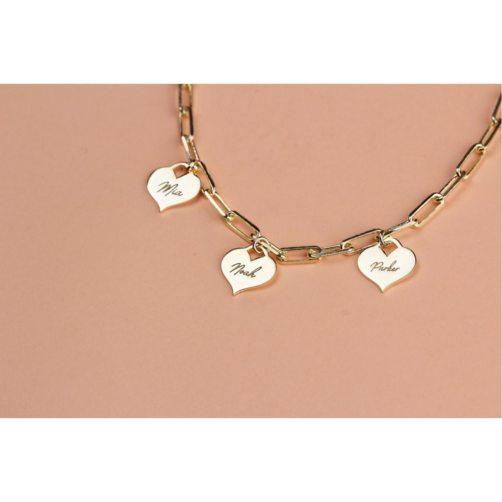 Glorria 925k Sterling Silver Personalized Heart Paperclip Bracelet