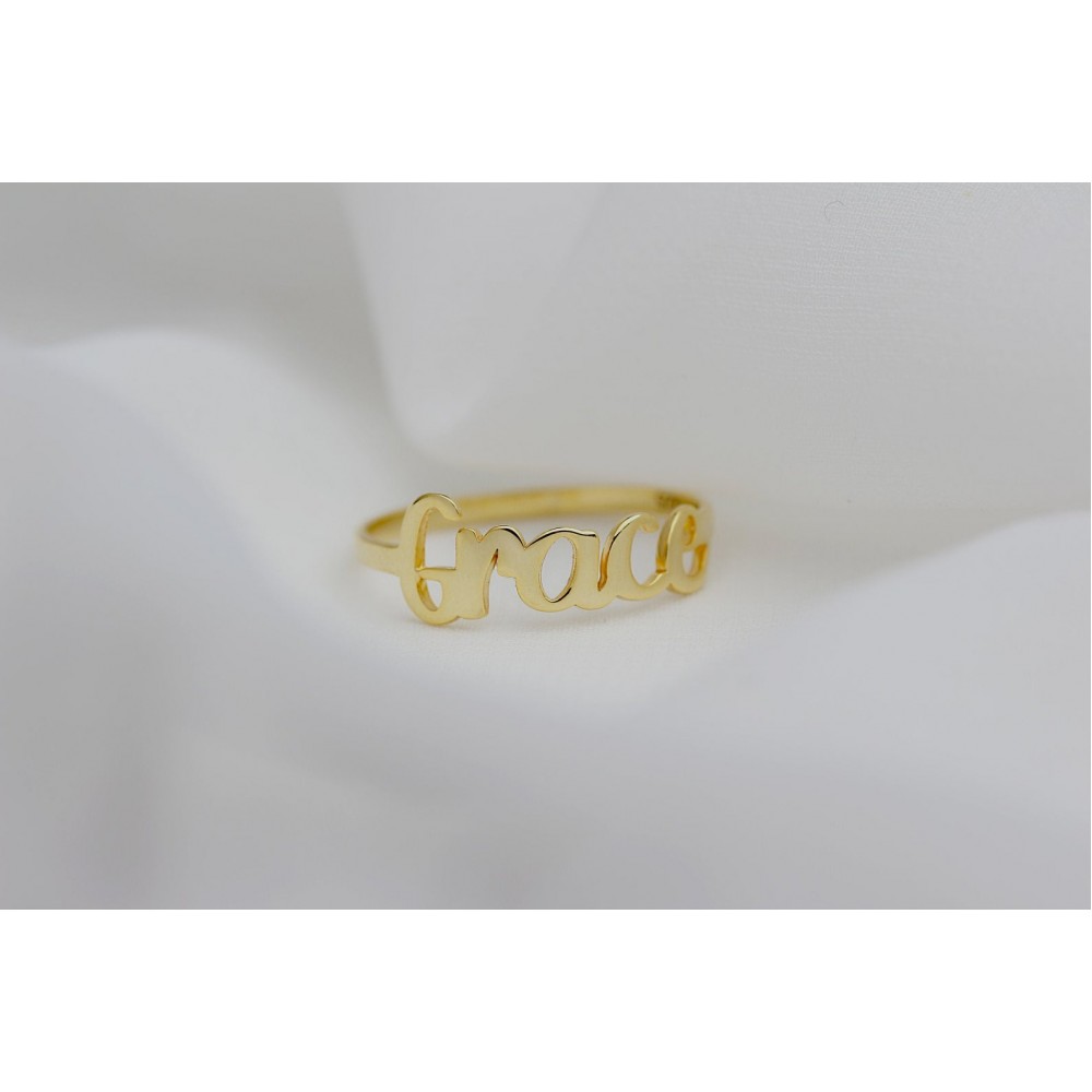 Glorria 925k Sterling Silver Personalized Handwritten Name Ring