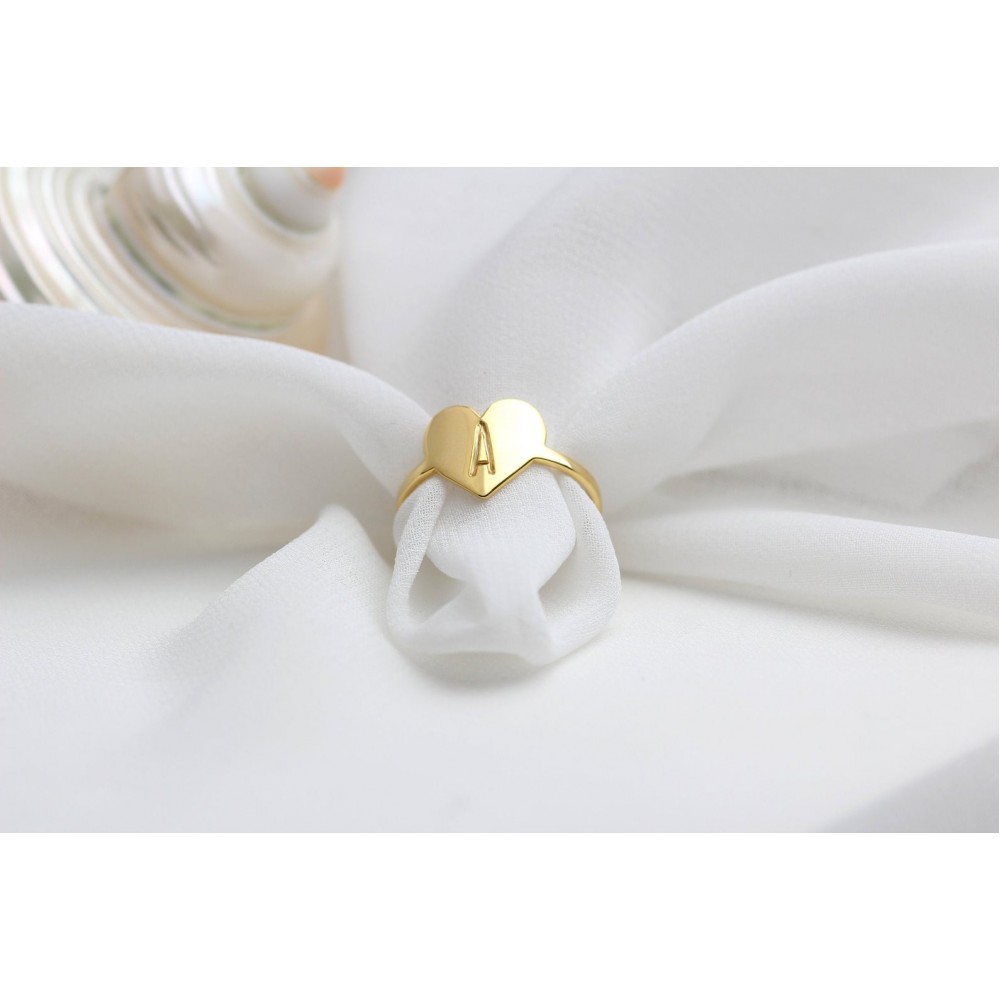 Glorria 925k Sterling Silver Personalized Heart Initial Ring