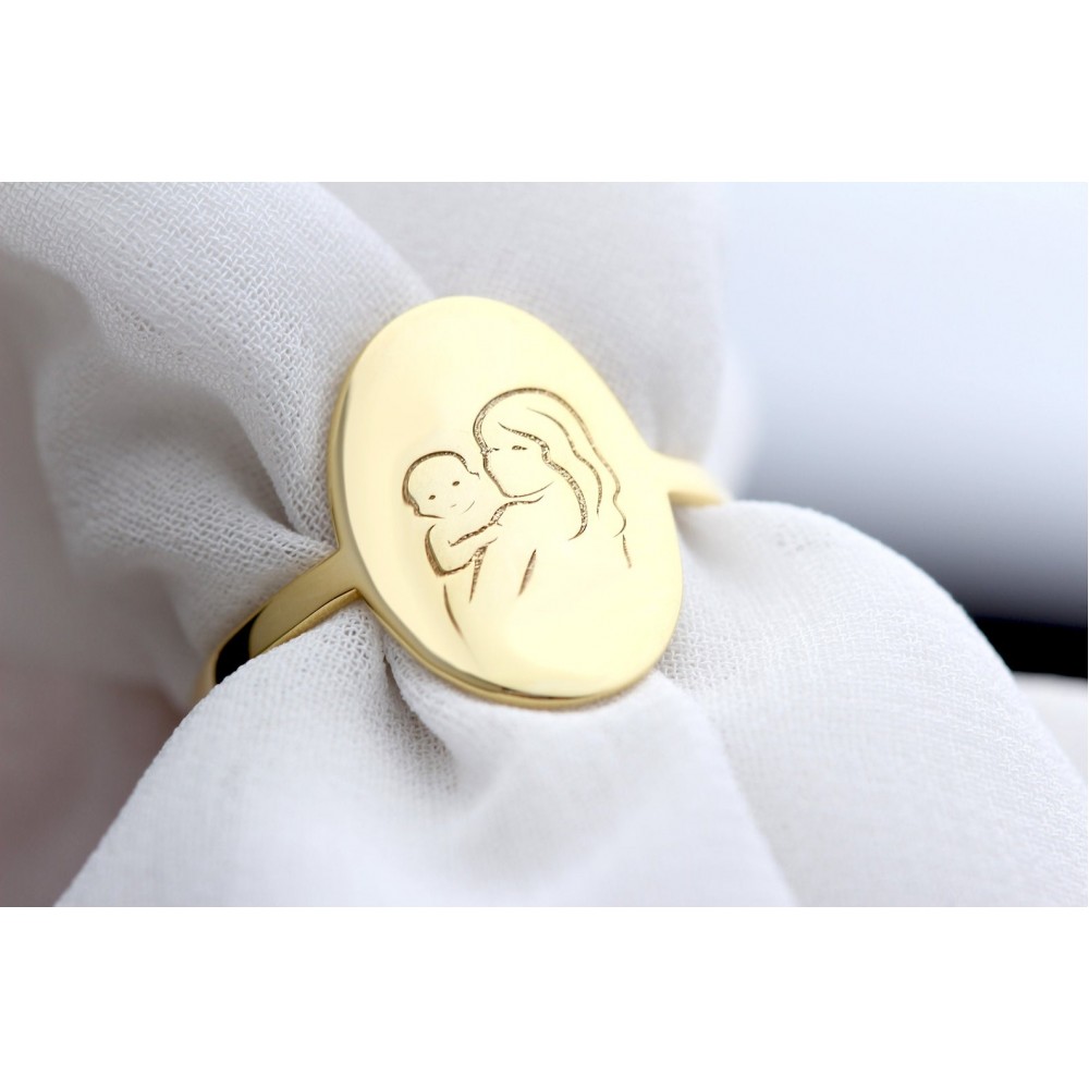 Glorria 925k Sterling Silver Mother and Baby Ring