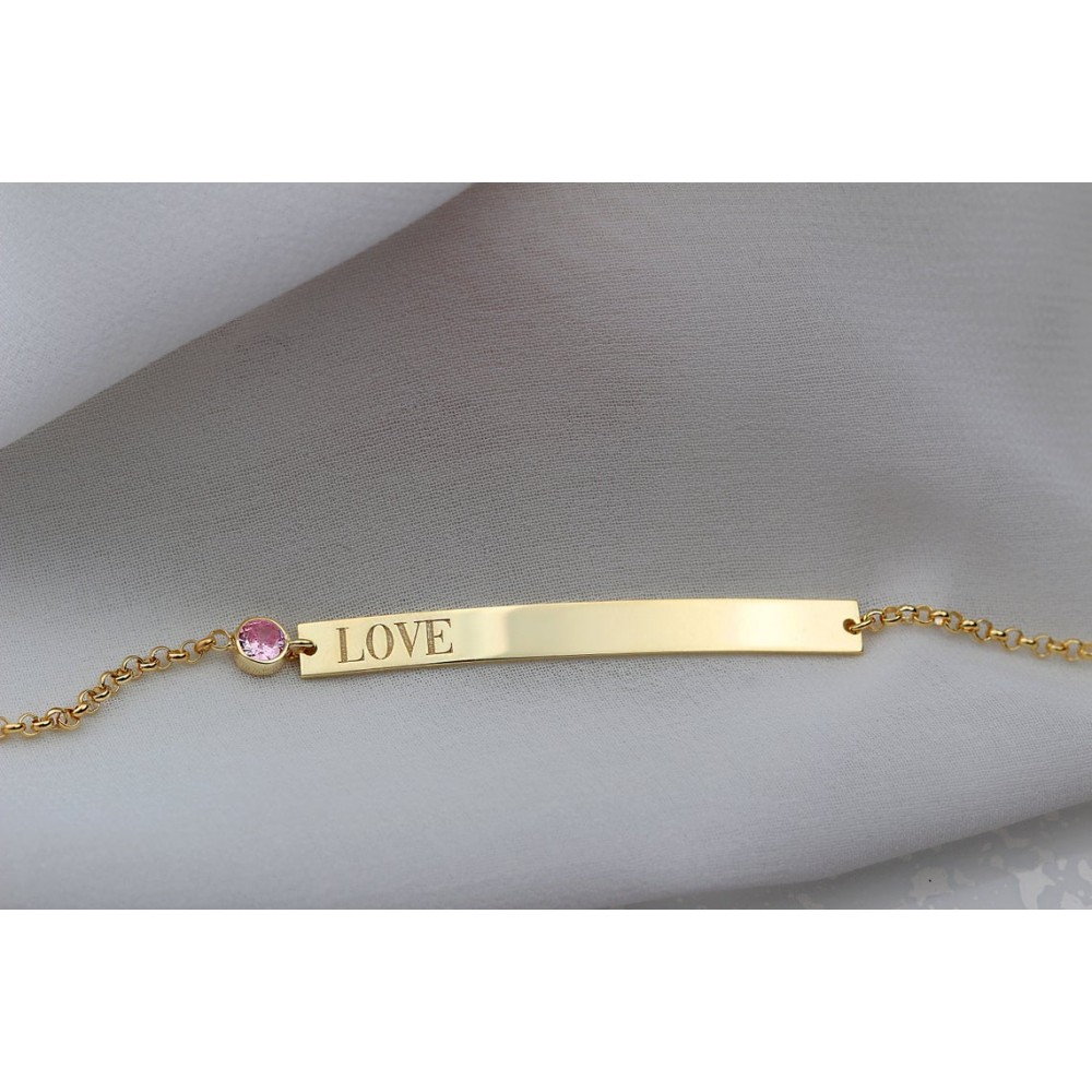 Glorria 925k Sterling Silver Personalized Birthstone Bracelet with Doc Chain