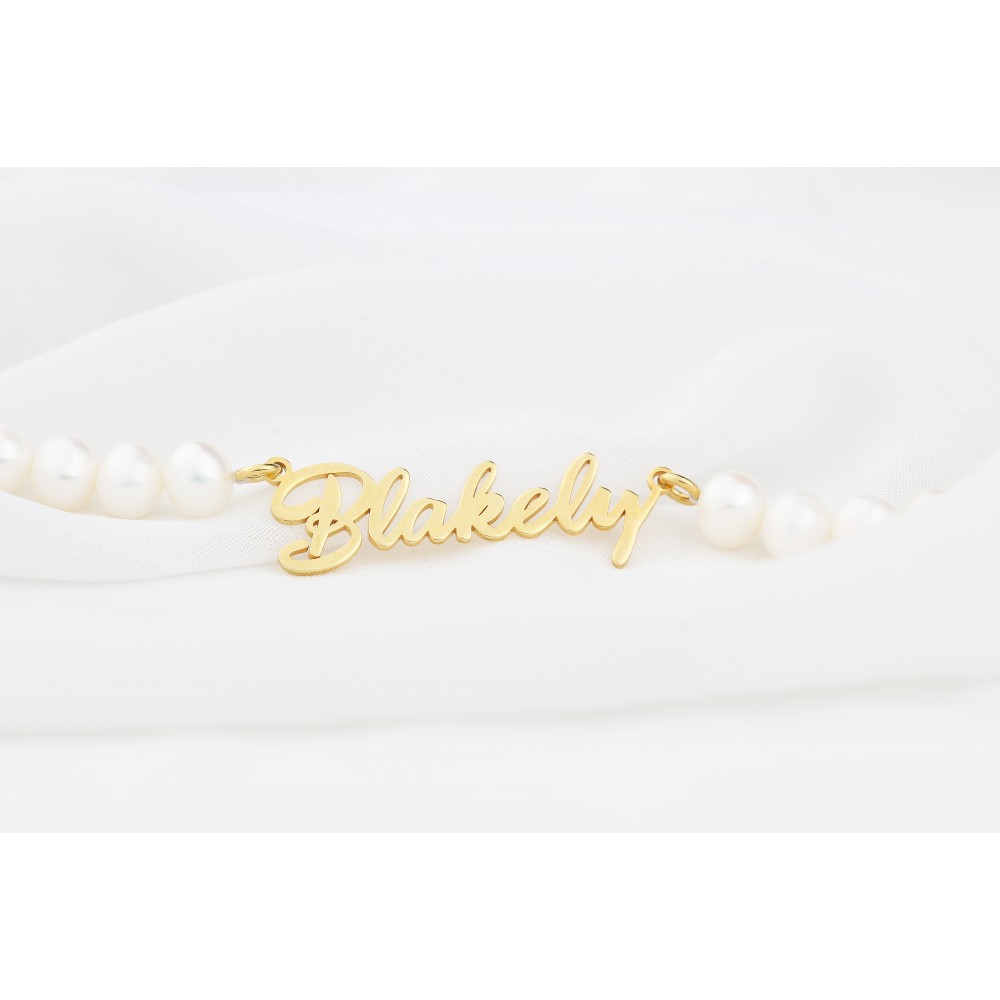 Glorria 925k Sterling Silver Personalized Name Pearl Silver Necklace