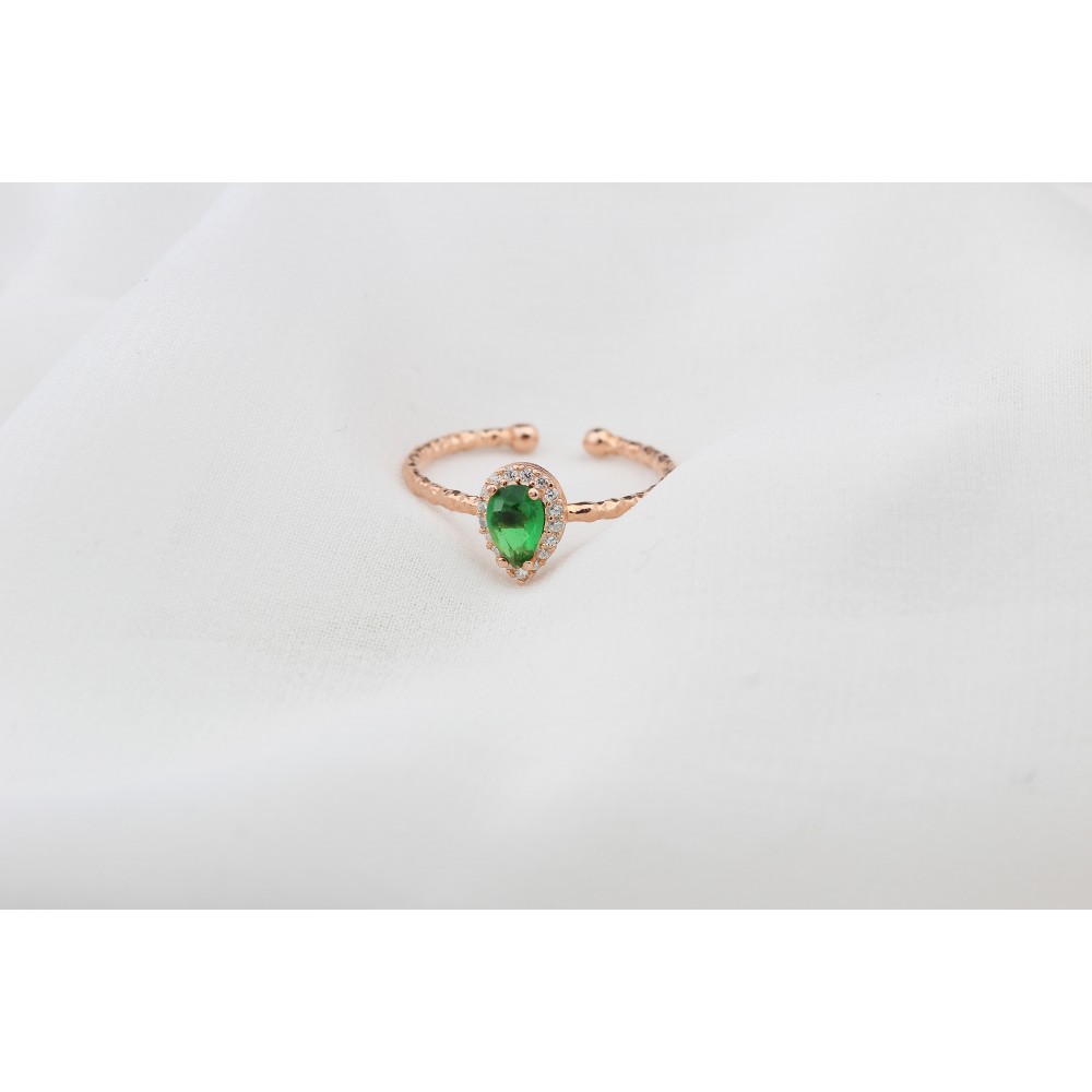 Glorria 925k Sterling Silver Personalized Birthstone Silver Drop Anturage Ring