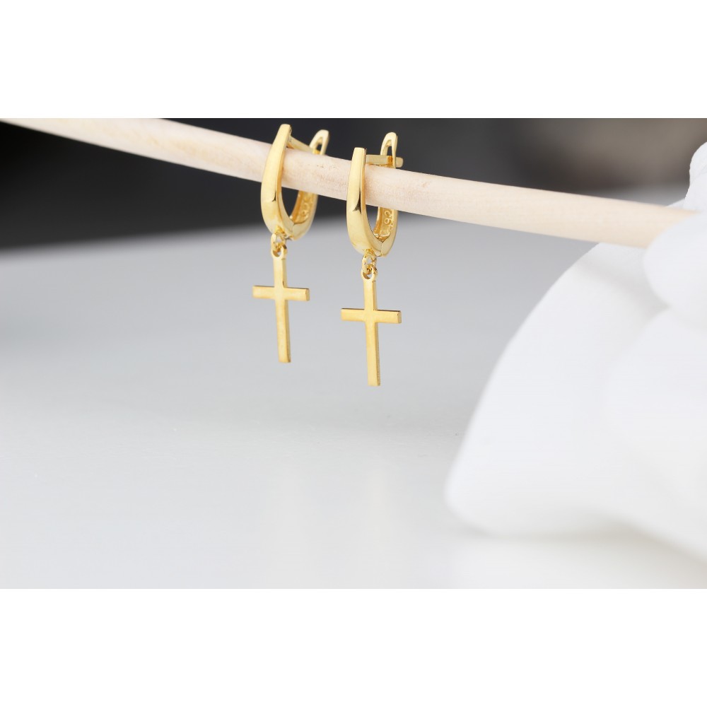 Glorria 925k Sterling Silver Cross Earrings