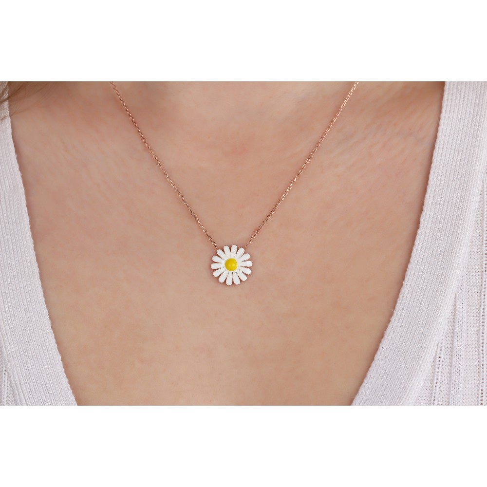 Glorria 925k Sterling Silver Daisy Necklace