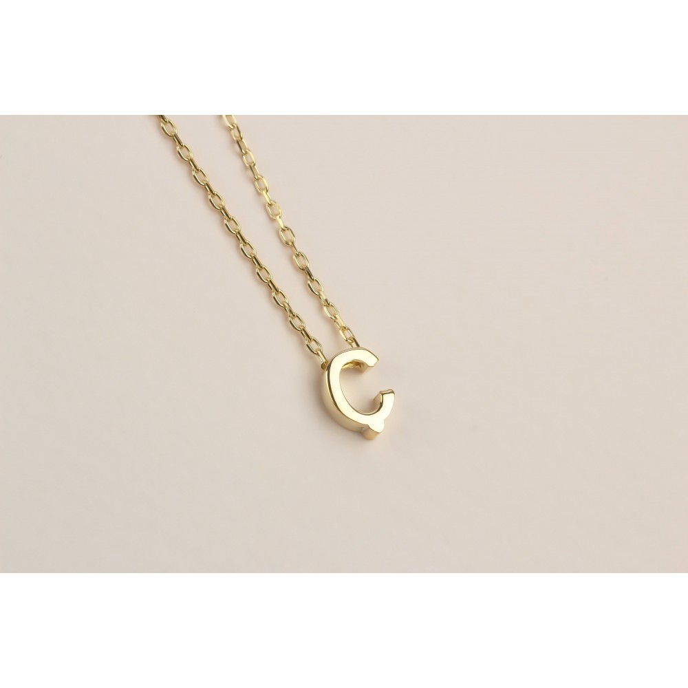 Glorria 925k Sterling Silver 3D Minimalist Letter Ç Necklace