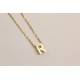 Glorria 925k Sterling Silver 3D Minimalist Letter R Necklace