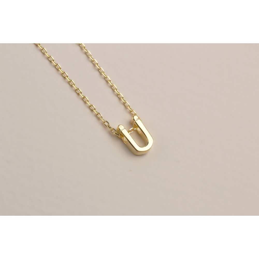 Glorria 925k Sterling Silver 3D Minimalist Letter Ü Necklace