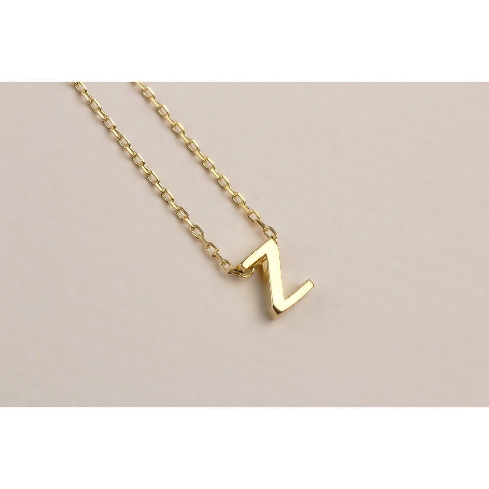 Glorria 925k Sterling Silver 3D Minimalist Letter Z Necklace