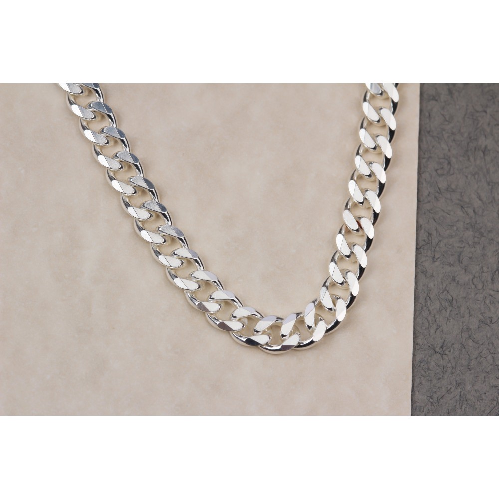 Glorria 925k Sterling Silver 7mm Gourmet Chain Necklace