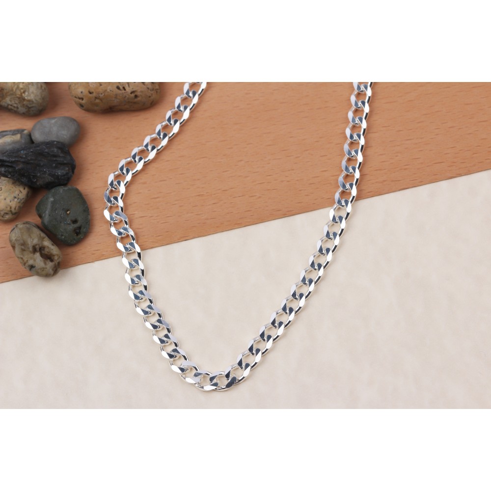 Glorria 925k Sterling Silver 6mm Gourmet Chain Necklace