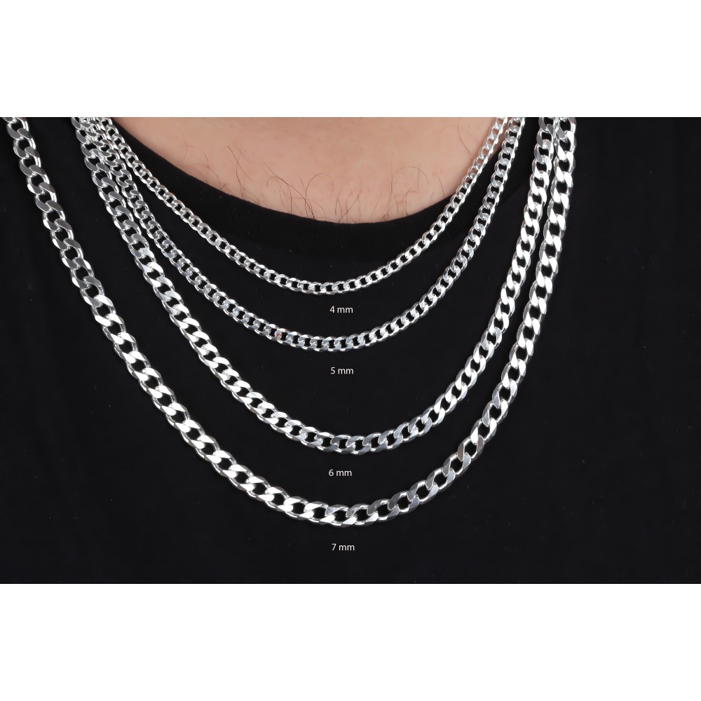 Glorria 925k Sterling Silver 5mm Gourmet Chain Necklace