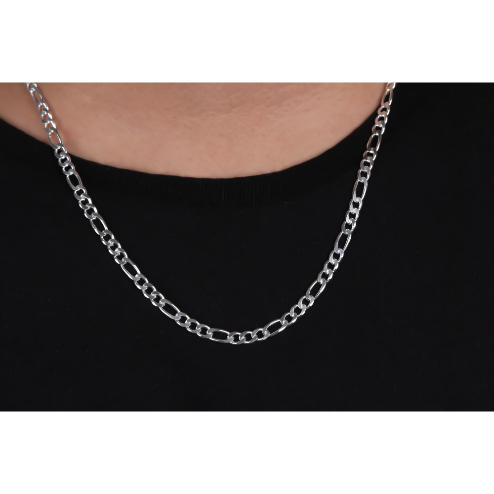 Glorria 925k Sterling Silver 5mm Figaro Chain Necklace