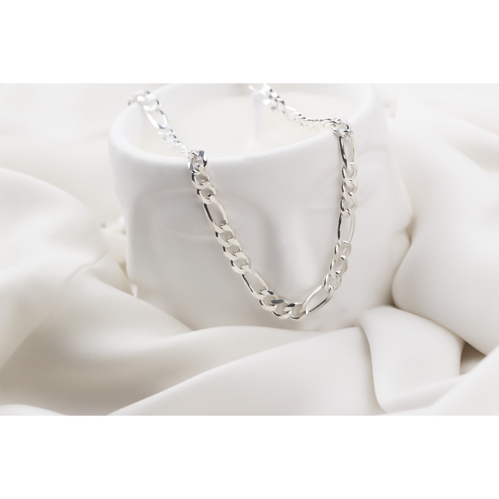 Glorria 925k Sterling Silver 5mm Figaro Chain Necklace