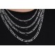 Glorria 925k Sterling Silver 5mm Figaro Chain Necklace