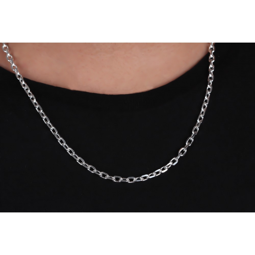 Glorria 925k Sterling Silver 4mm Anchor Chain Necklace