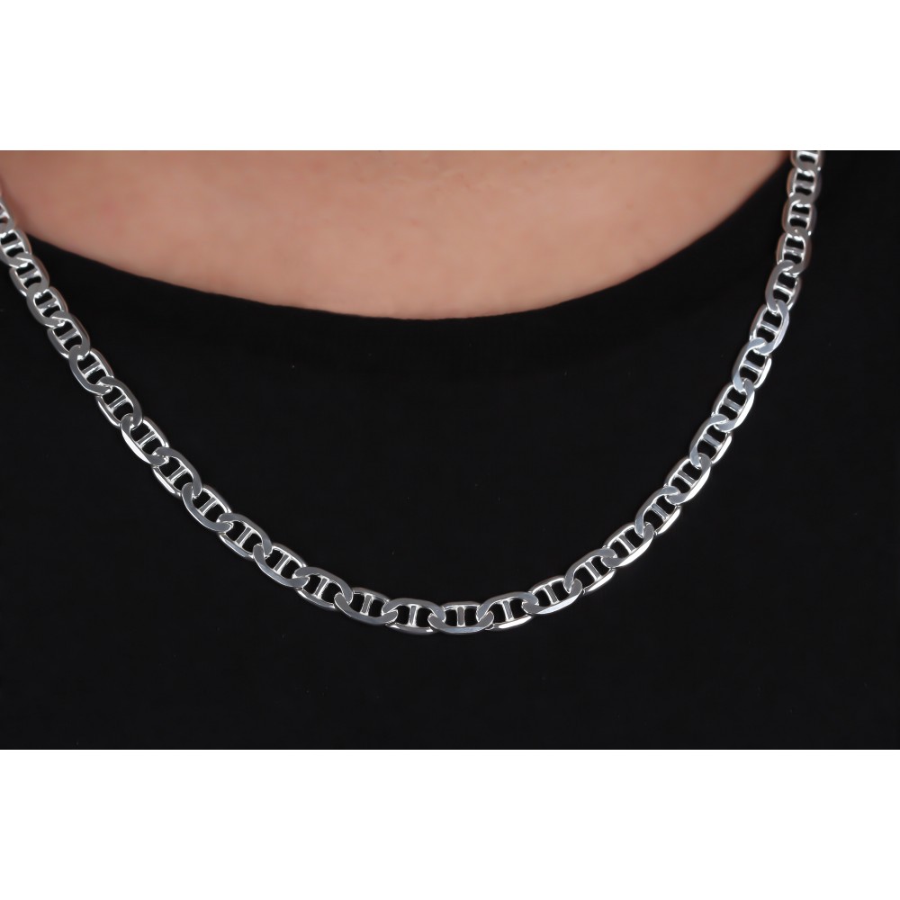 Glorria 925k Sterling Silver 7mm Mariner Chain Necklace