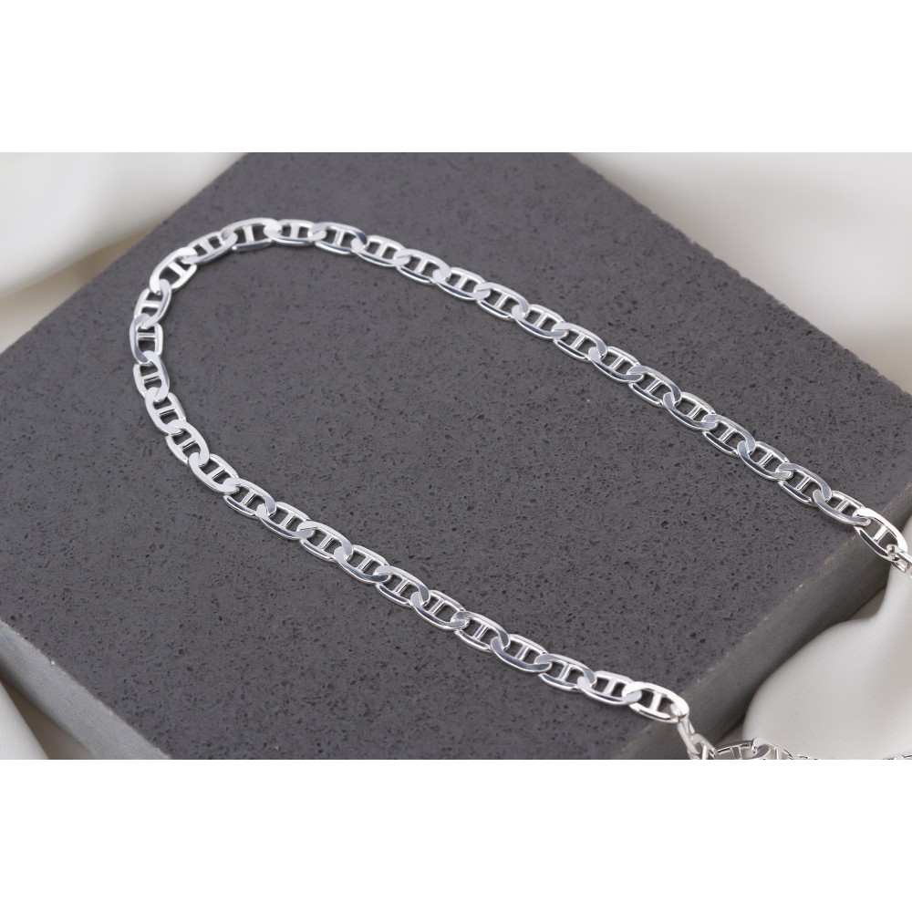 Glorria 925k Sterling Silver 6mm Mariner Chain Necklace