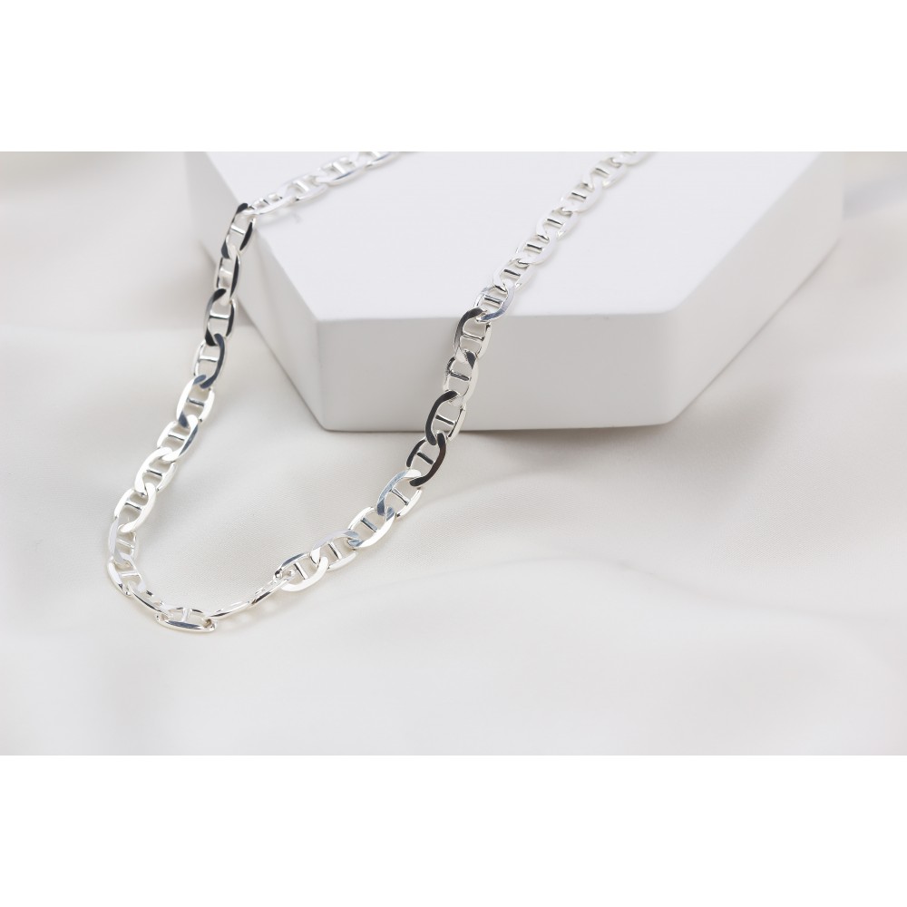 Glorria 925k Sterling Silver 5mm Mariner Chain Necklace