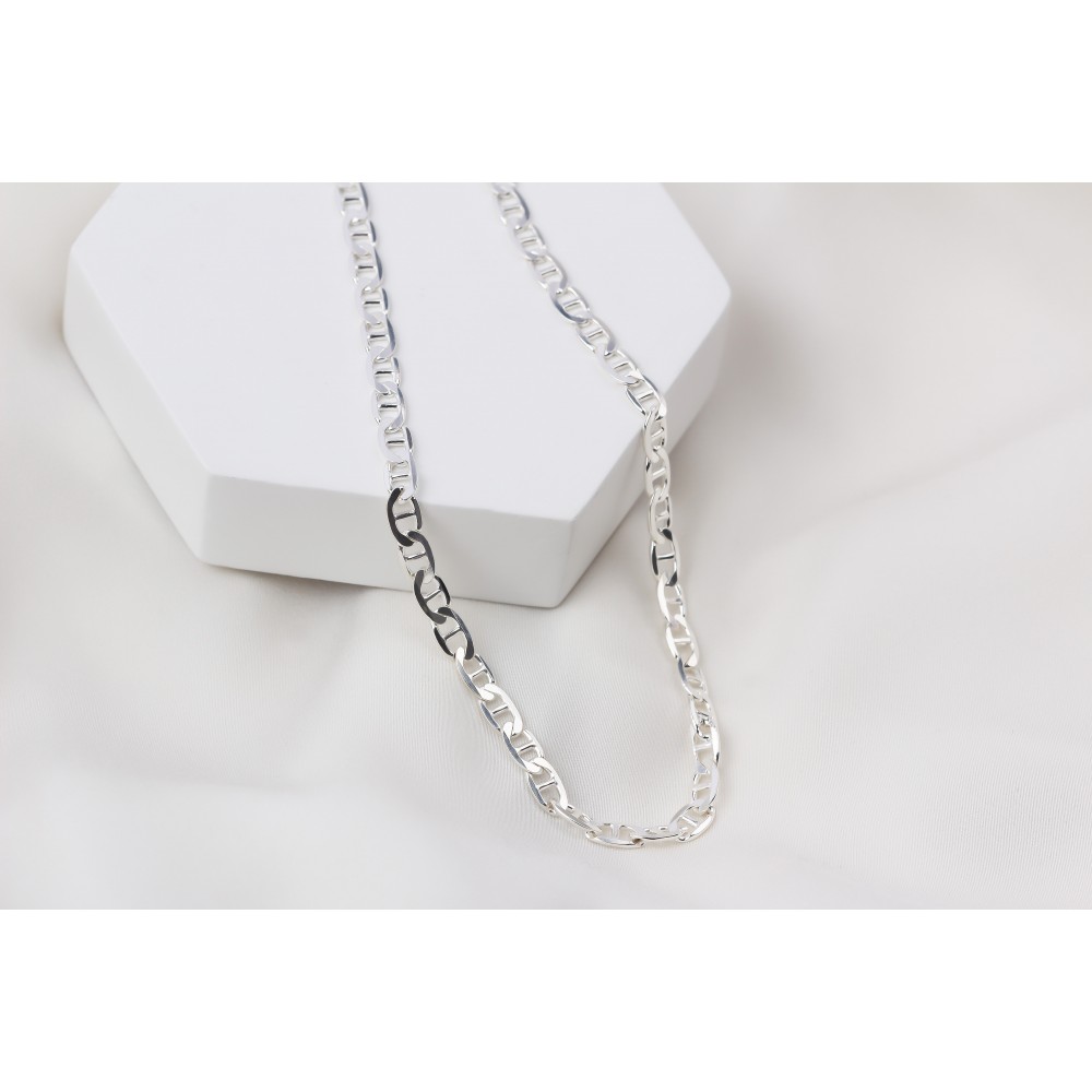 Glorria 925k Sterling Silver 5mm Mariner Chain Necklace