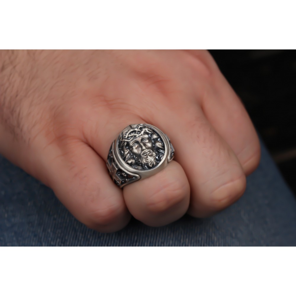 Glorria 925k Sterling Silver Jesus Christ Ring