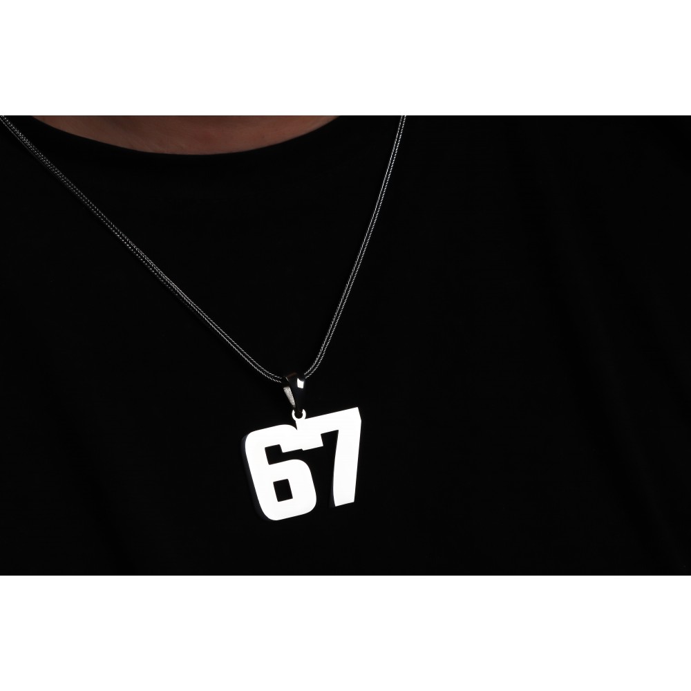 Glorria 925k Sterling Silver Men Personalized Double Numeral Silver Necklace