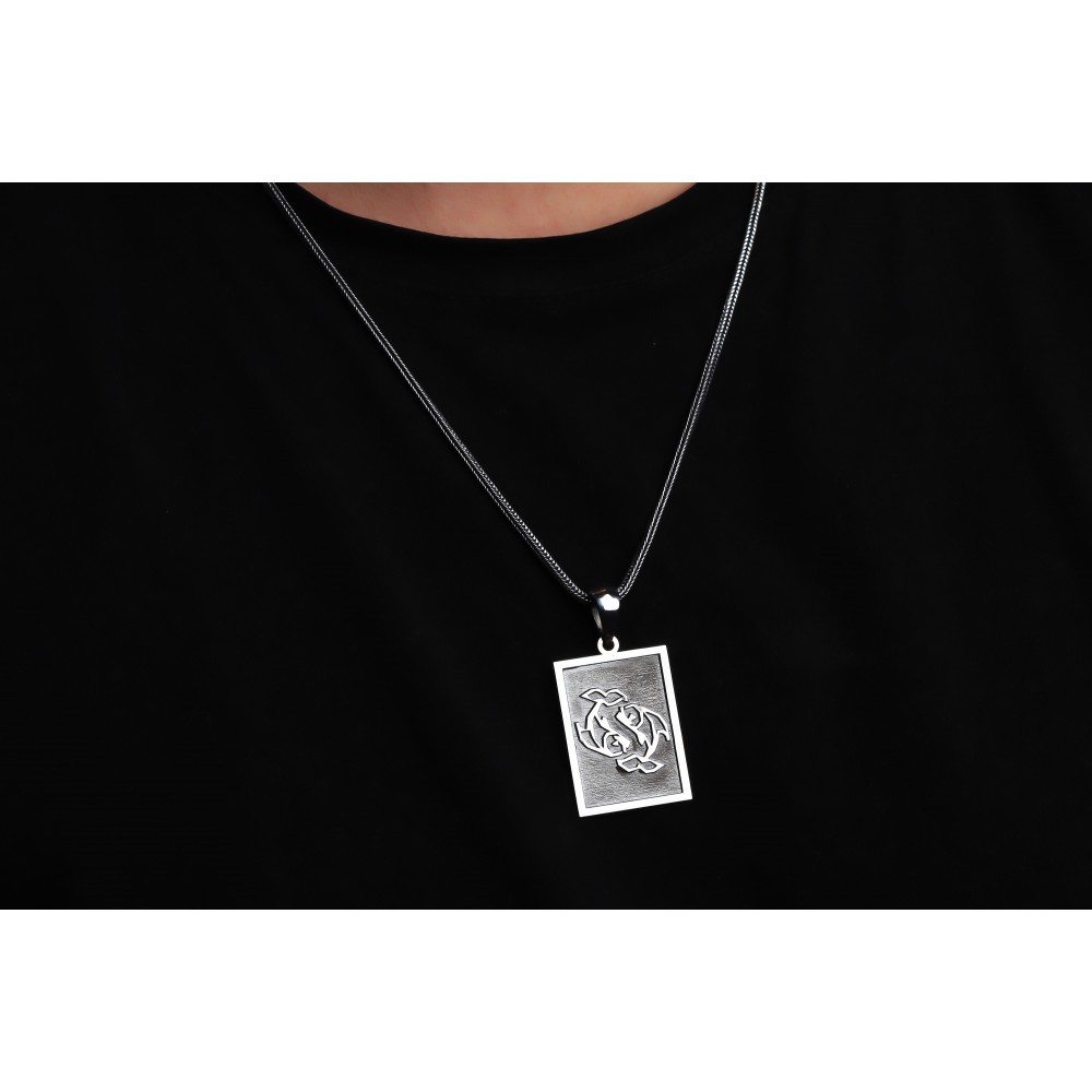 Glorria 925k Sterling Silver Men Horoscope Silver Necklace