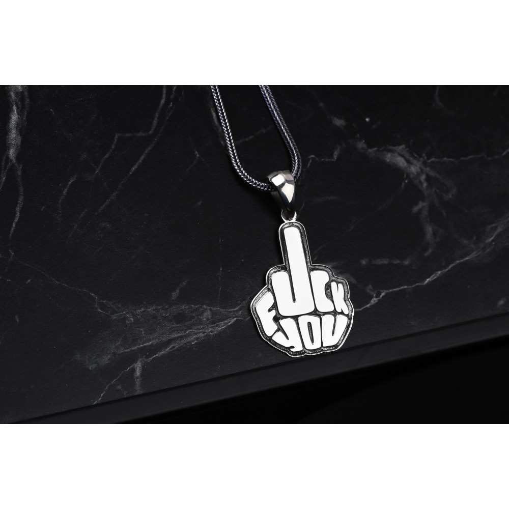 Glorria 925k Sterling Silver Men Fuck Silver Necklace