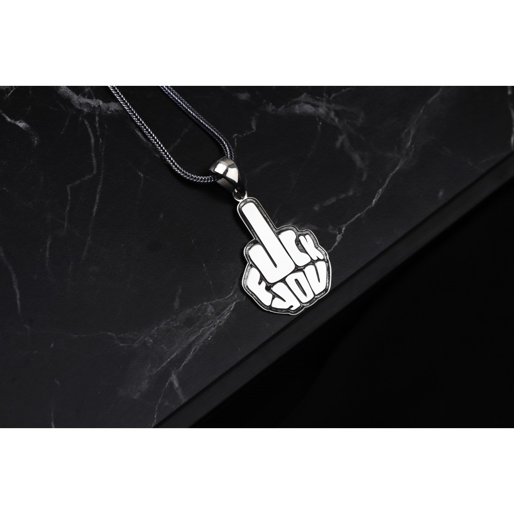 Glorria 925k Sterling Silver Men Fuck Silver Necklace