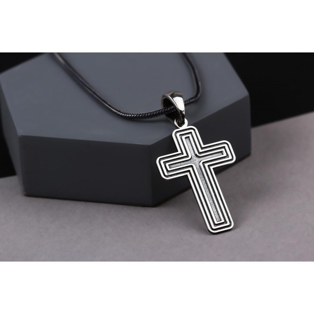 Glorria 925k Sterling Silver Men Cross Silver Necklace