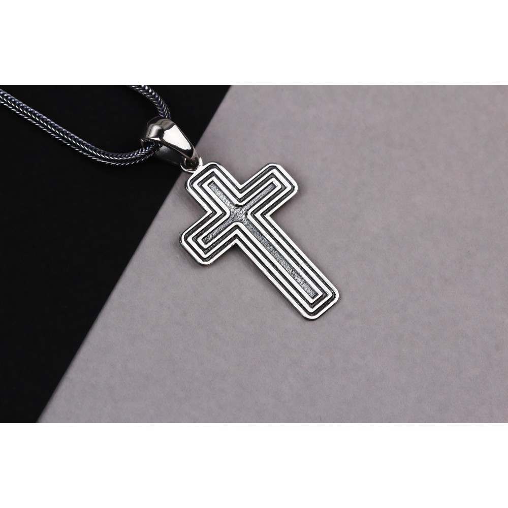 Glorria 925k Sterling Silver Men Cross Silver Necklace