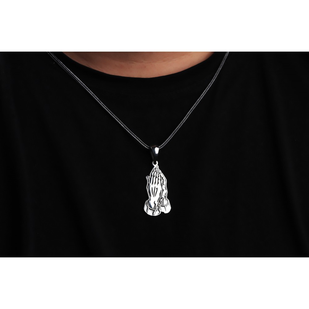 Glorria 925k Sterling Silver Men Prayer Silver Necklace