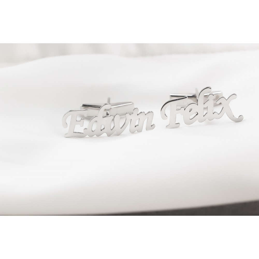 Glorria 925k Sterling Silver Men Custom Name Cufflinks