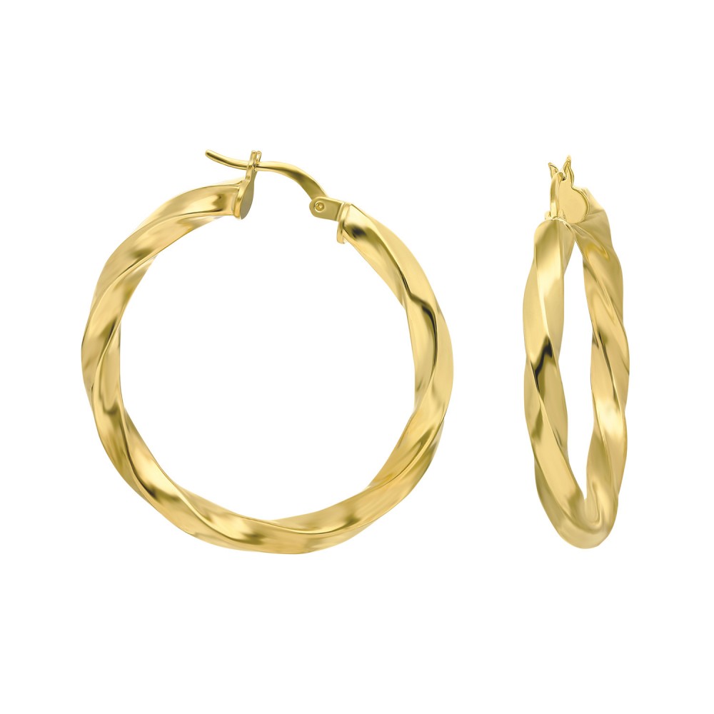 Glorria 925k Sterling Silver 3 cm Twisted Circle Earring