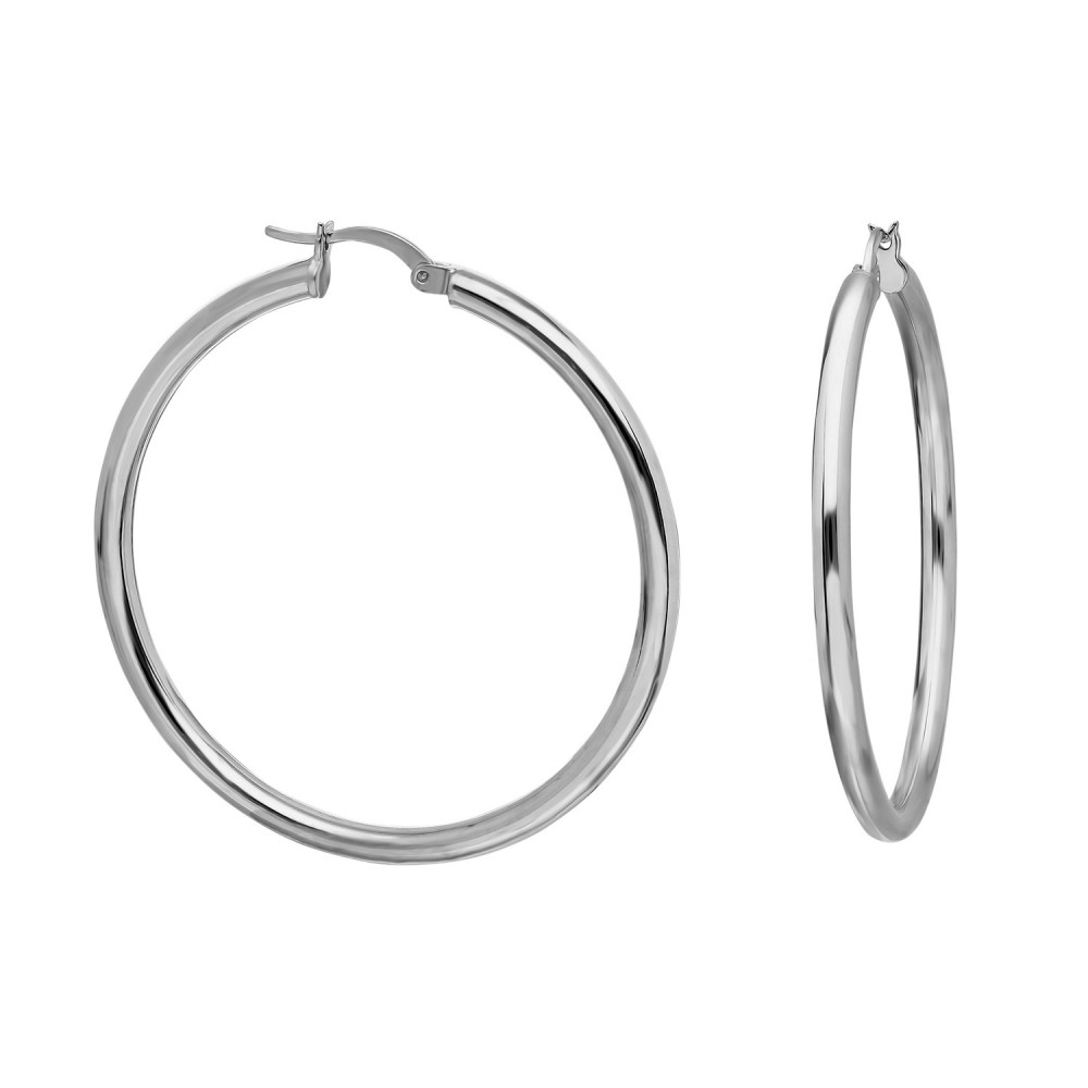 Glorria 925k Sterling Silver 4 cm Slim Circle Earring