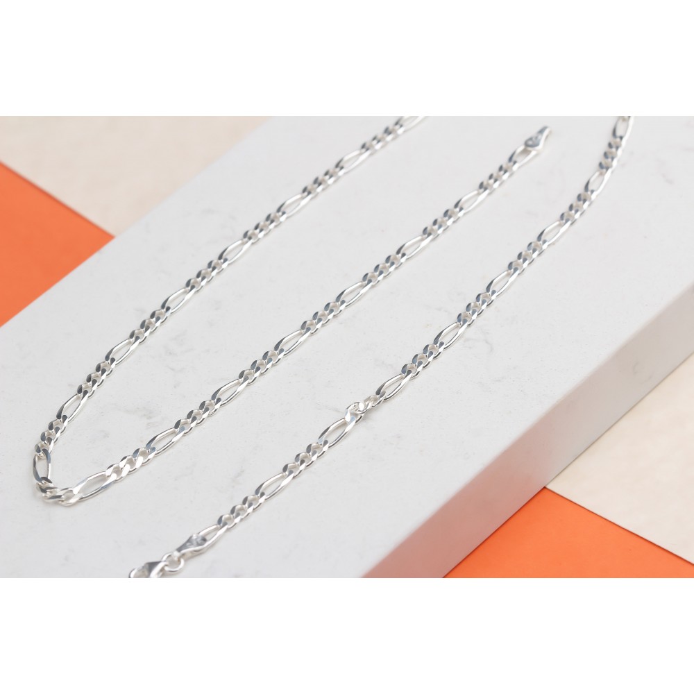 Glorria 925k Sterling Silver Figaro Chain Necklace